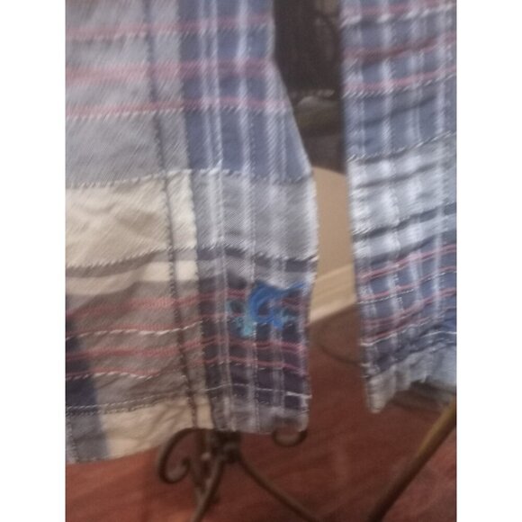 Tommy Bahama Shirt Mens Large L Blue Plaid Silk Blend Button Up Short Sleeves - Picture 5 of 14